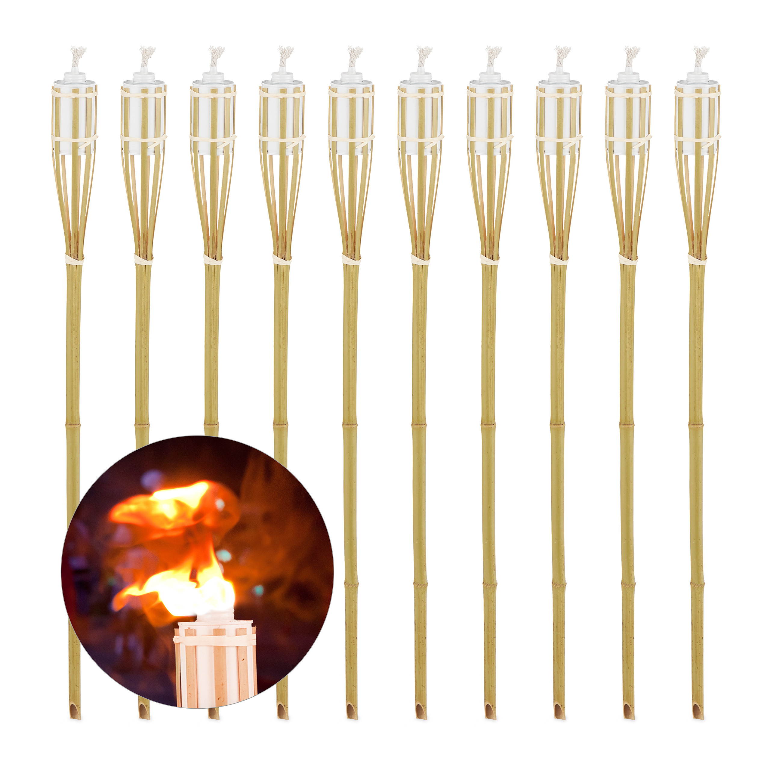 10 X Garden Torch In Natural Finish