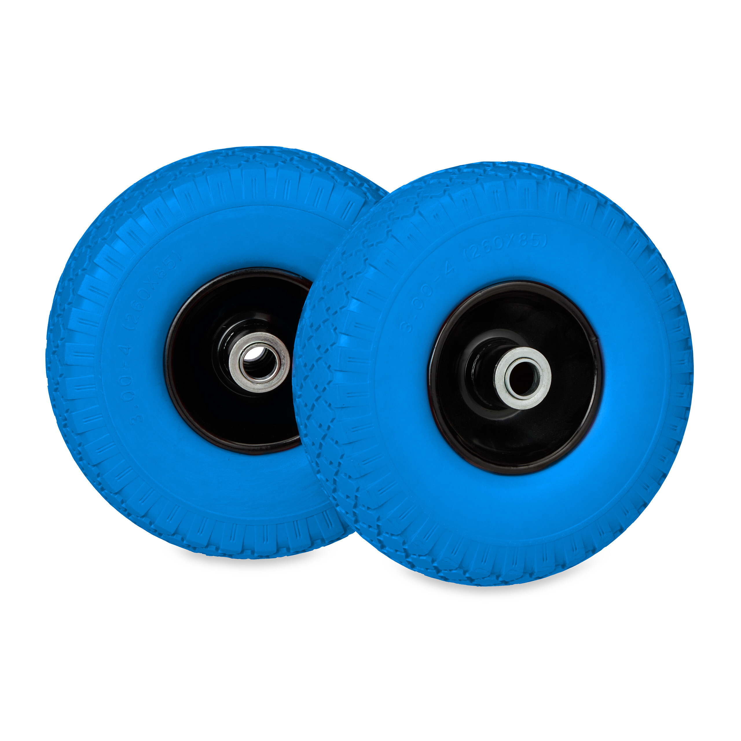 2 X Wheelbarrow Wheels In Black/blue - 3.00-4