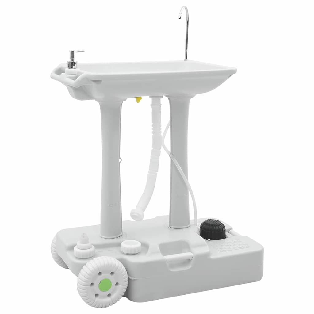 Image of Vidaxl Camping Hand Wash Basin With Wheels, 30l Capacity, Portable Hygiene Station For Events, Sink For Equipment, Practical Solution For , Travel Sink, Adventure, Nature, Essential Outing Supplies