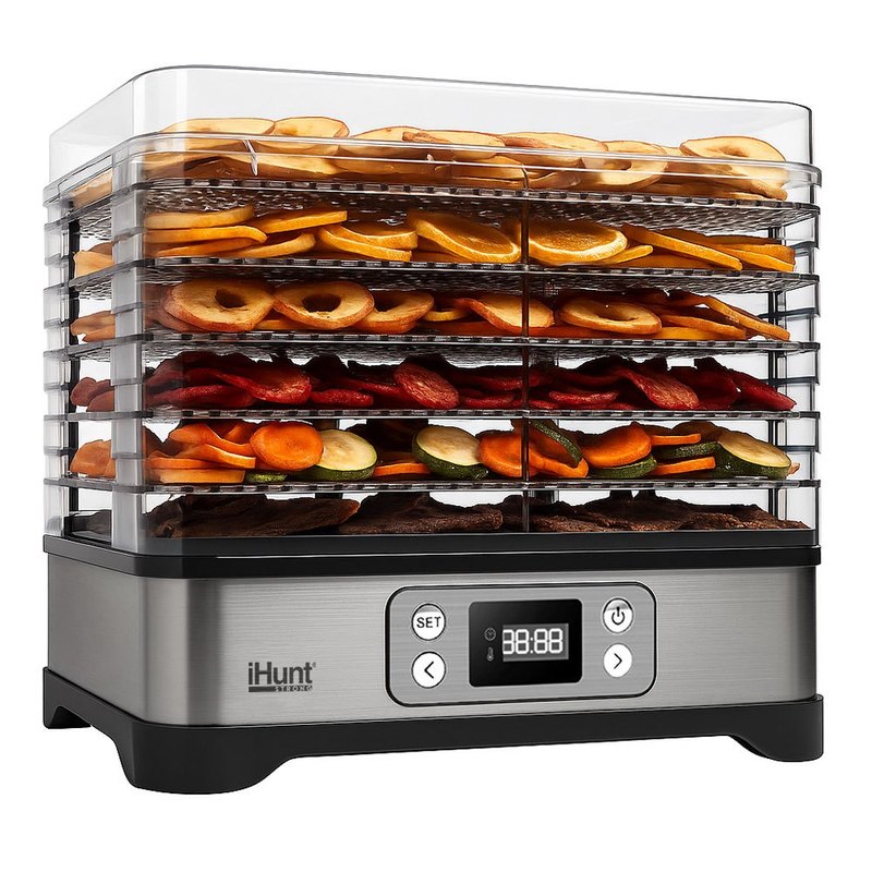 TEMU Dehydrator And Food Dryer Ihunt Bro 3-in-1, 250w, 5 Trays, 12l, Programming, Temperature Up Degrees C, Silver