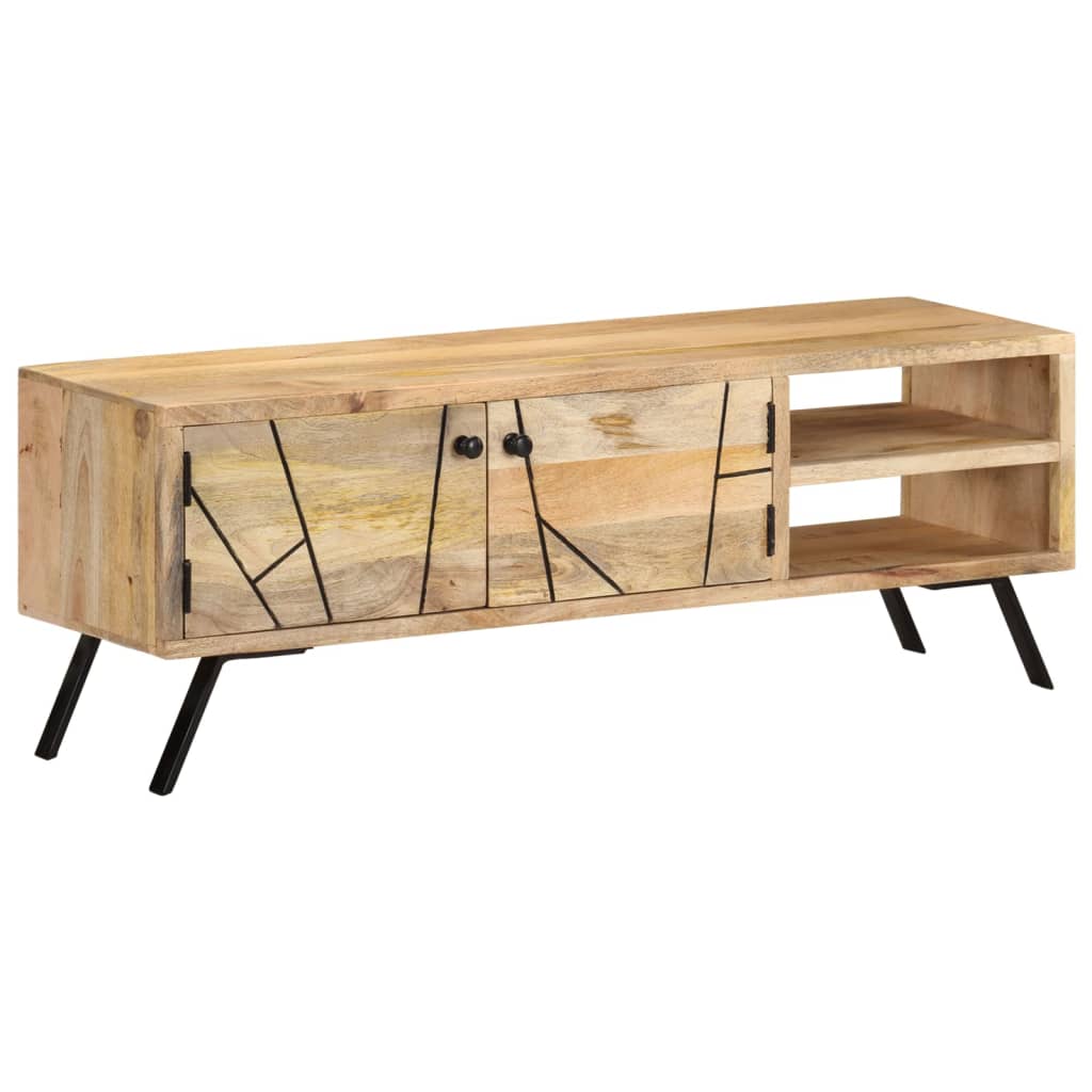 Image of Vidaxl Solid Mango Wood Rustic Tv Cabinet Lowboard Tv Furniture Table Board Sideboard Tv Table Tv Cabinet Hifi Cabinet 110x30x40cm