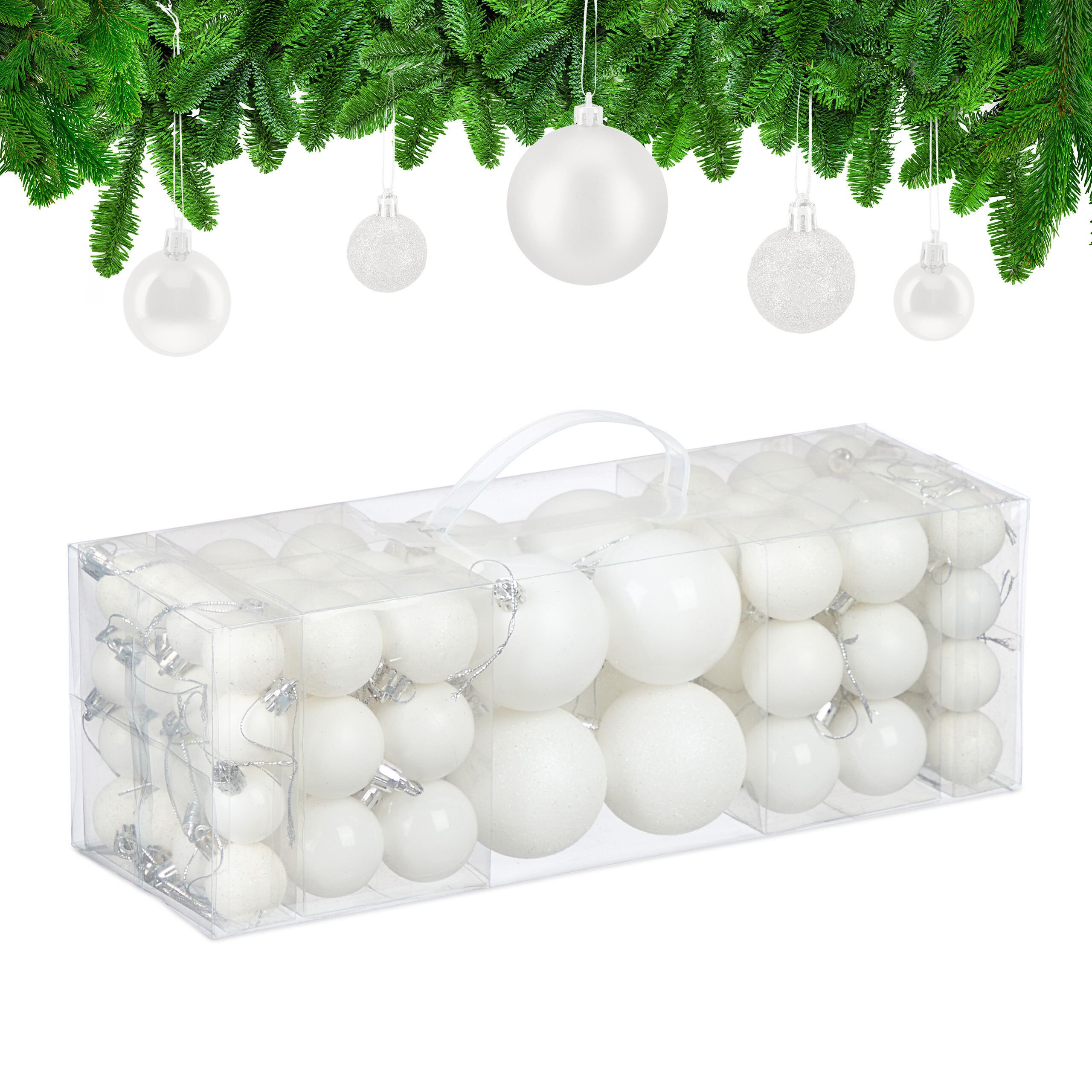 Image of 76-piece White Christmas Ornaments Set