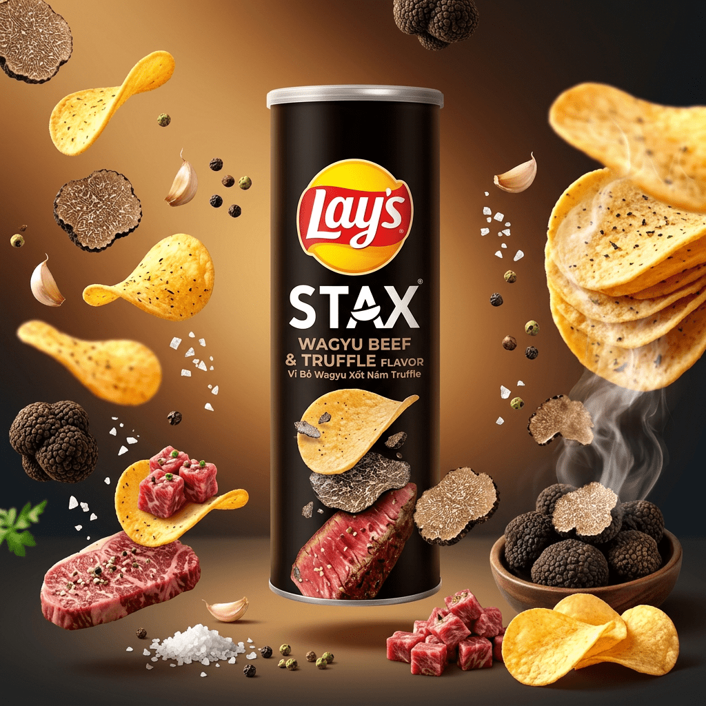 Image of Lay's Stax Wagyu Beef & Truffle Flavor 90 G - Crispy Potato Chips With Wagyu Beef & Truffle Flavor