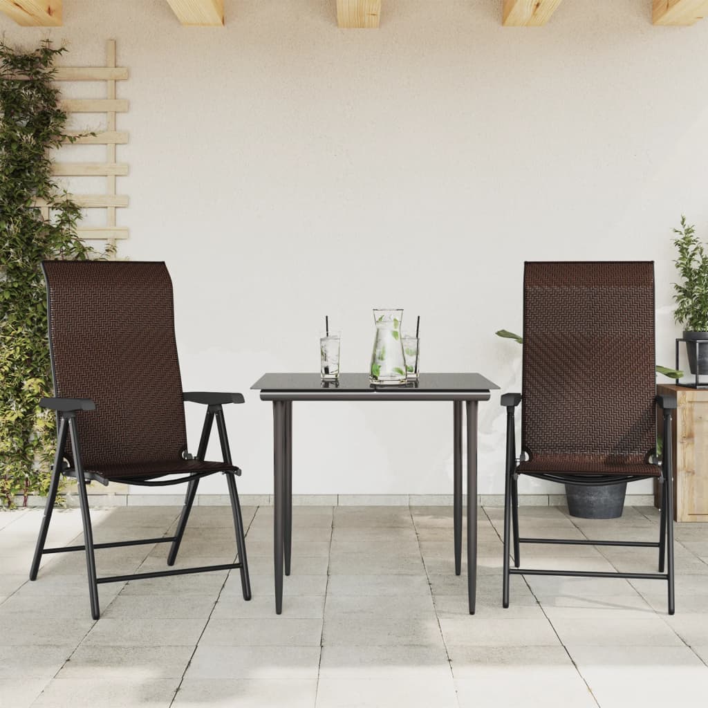 Folding Chairs, 2-piece Set, Brown Poly Rattan