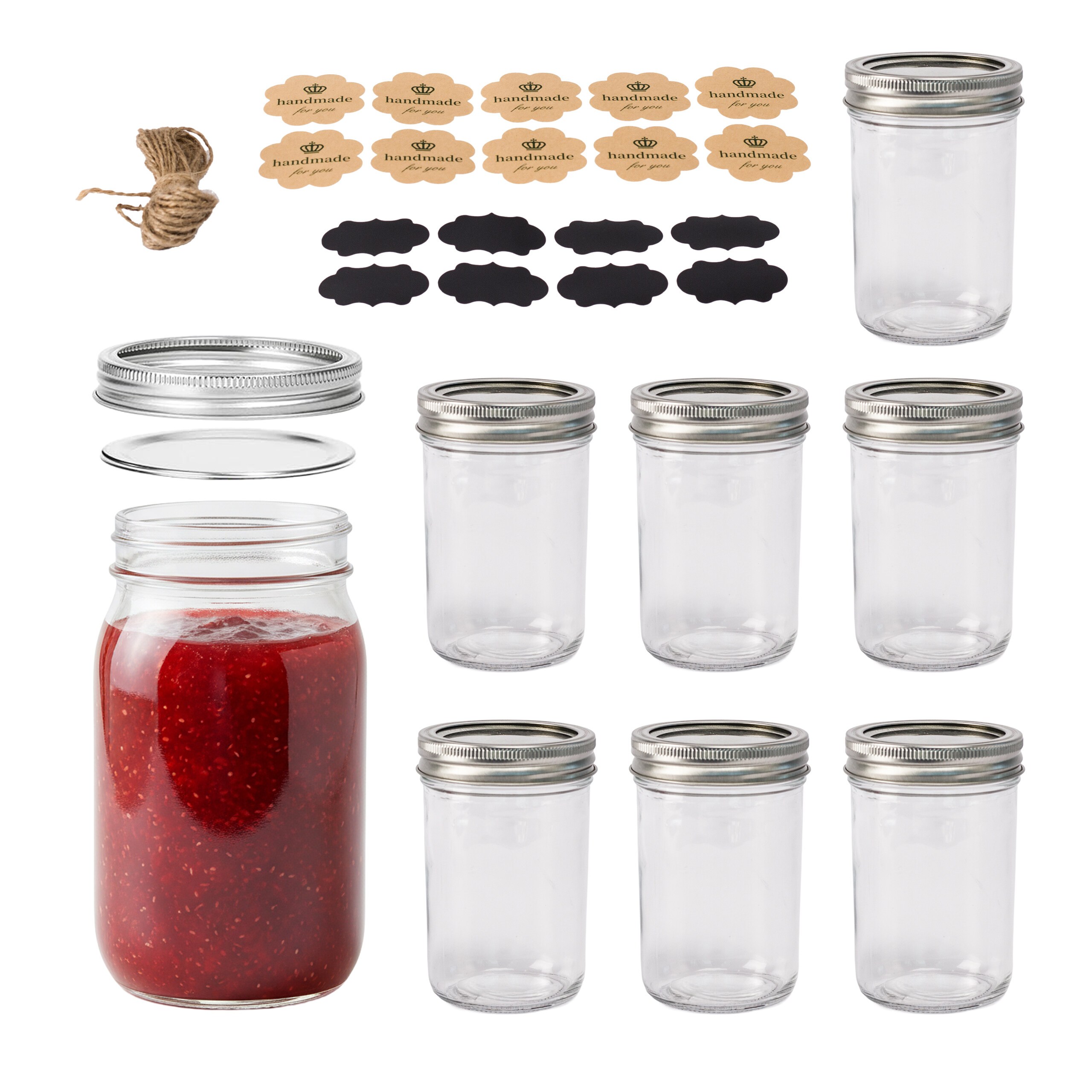 8 Preserving Jars In Transparent/ Silvery - 250 Ml