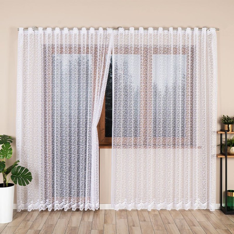 Bogumiła - Jacquard Curtain With A Straight Hem - 300x250 Cm - White