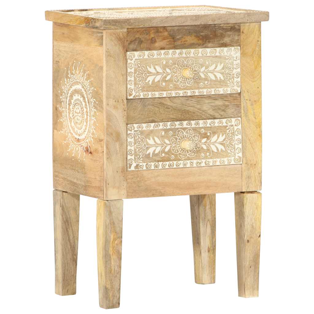 Vidaxl Solid Mango Wood Nightstand With 2 Drawers Hand-painted Nightstand Night Console Night Cabinet Night Commode 40x30x60cm