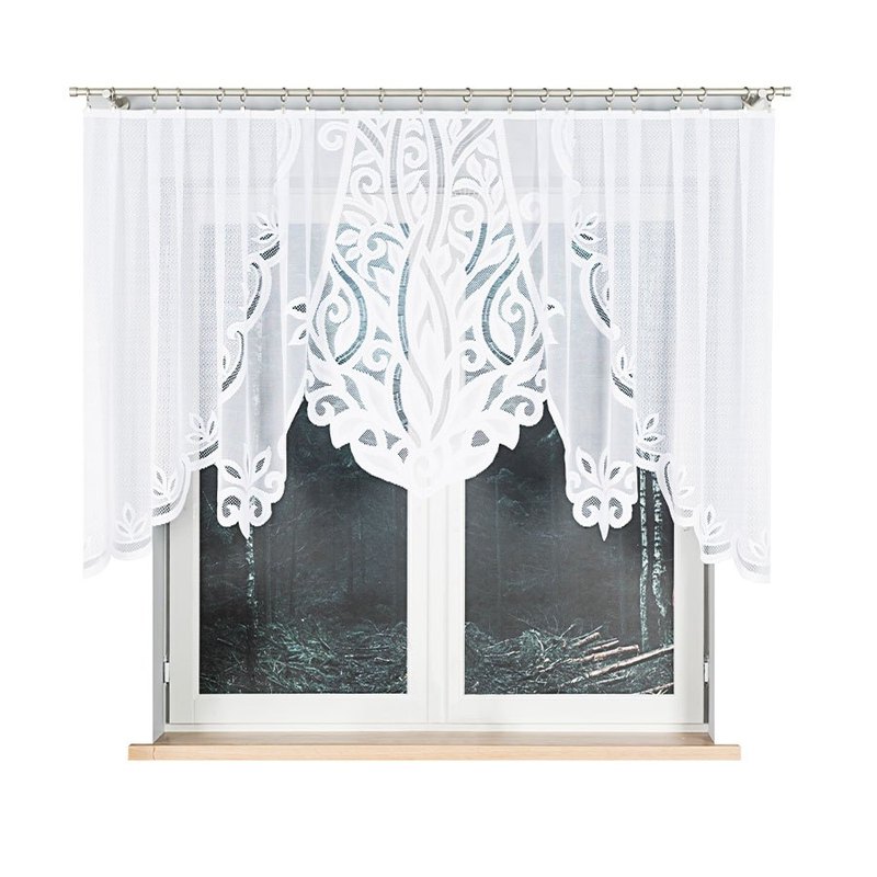 - Jacquard Curtain With A Hem At - 300x120 Cm - White
