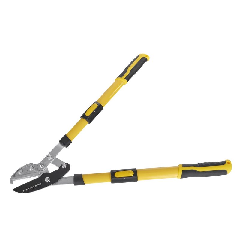 Professional Telescopic Pruning Shears With Anvil Function, Adjustable From 680 To 940 Mm, Hcs Steel Blades With Coating, Non-slip Pp/tpr Handles