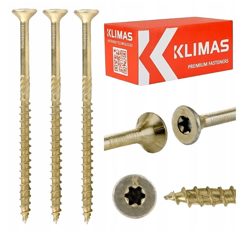 TEMU Vis à bois climatiques à tête Torx galvanisées jaunes 8 X 120 mm, 50 pièces.