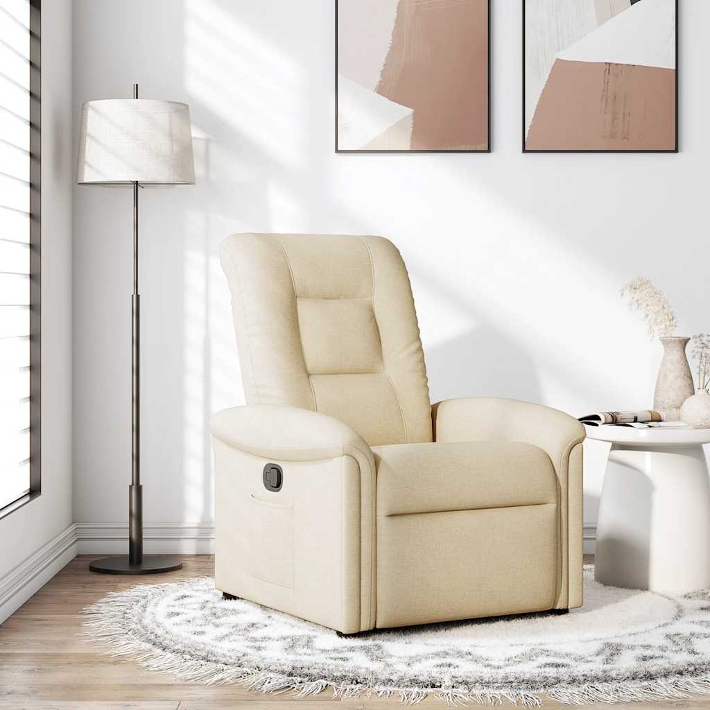 Image of Vidaxl Relax Armchair In Cream Fabric, Adjustable Tv Recliner, Sofa Chair, Lounge Chair