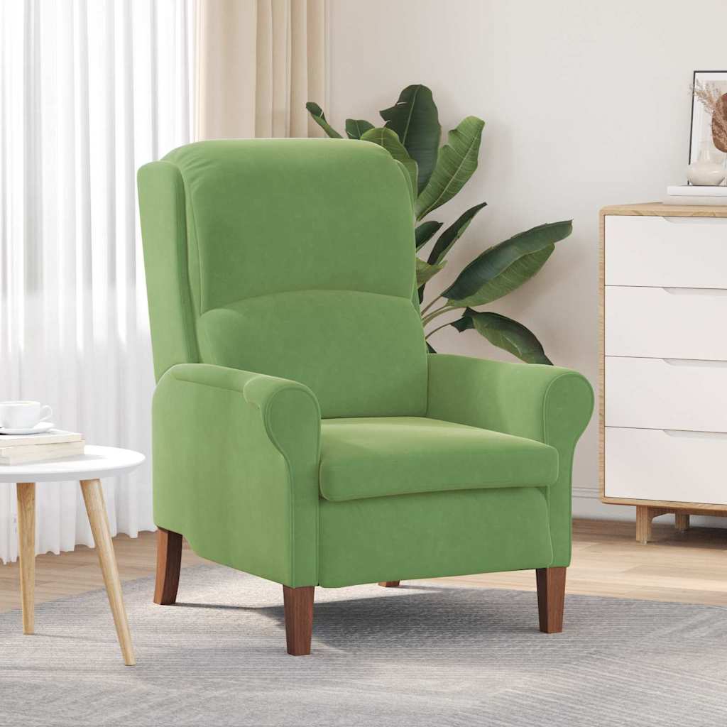 Image of Vidaxl Light Green Velvet Armchair, 76 X 94 X 102 Cm, Stylish Velvet Accent Chair, Comfortable Inner Padding, Sturdy Wooden Frame, Soft Cushion, , Chic Living Room Armchair
