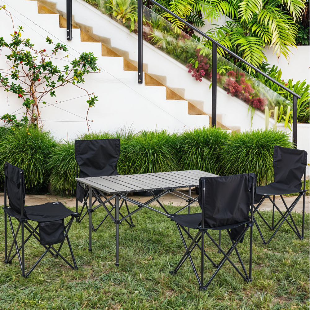 Rectangle Outdoor Table with 4 Chairs Set