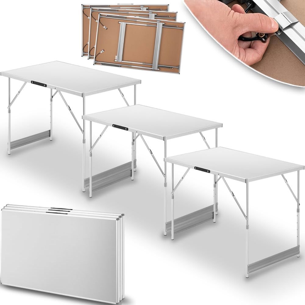 TEMU Set Of 3 Folding Multifunctional Tables For Outdoor Use, Tables With 4 Adjustable And Handle For Transport, Adjustable Camping Table For Picnic,