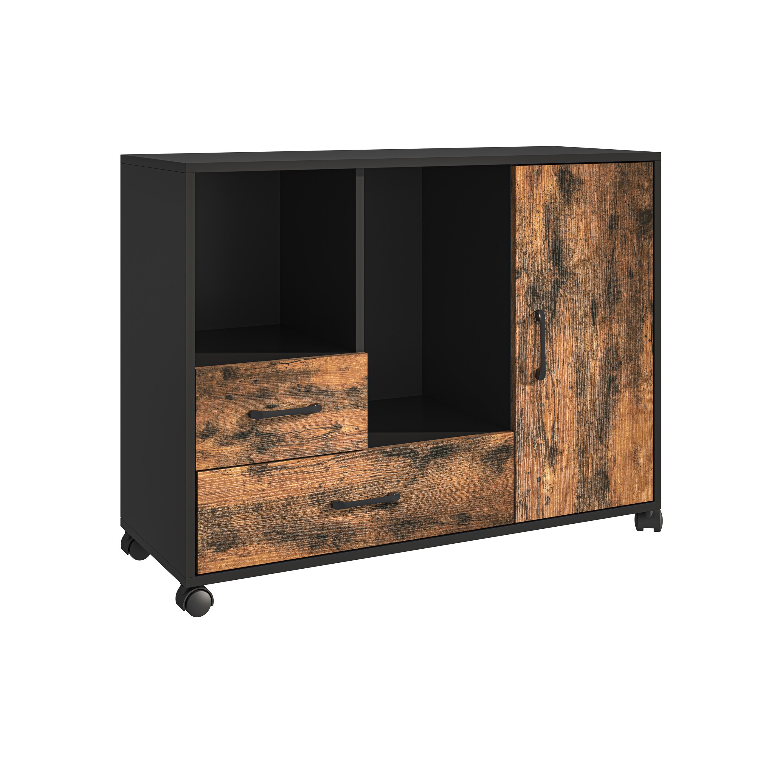 Image of Industrial" Rolling Container In Brown/black - (w)90 X (h)70 X (d)35 Cm