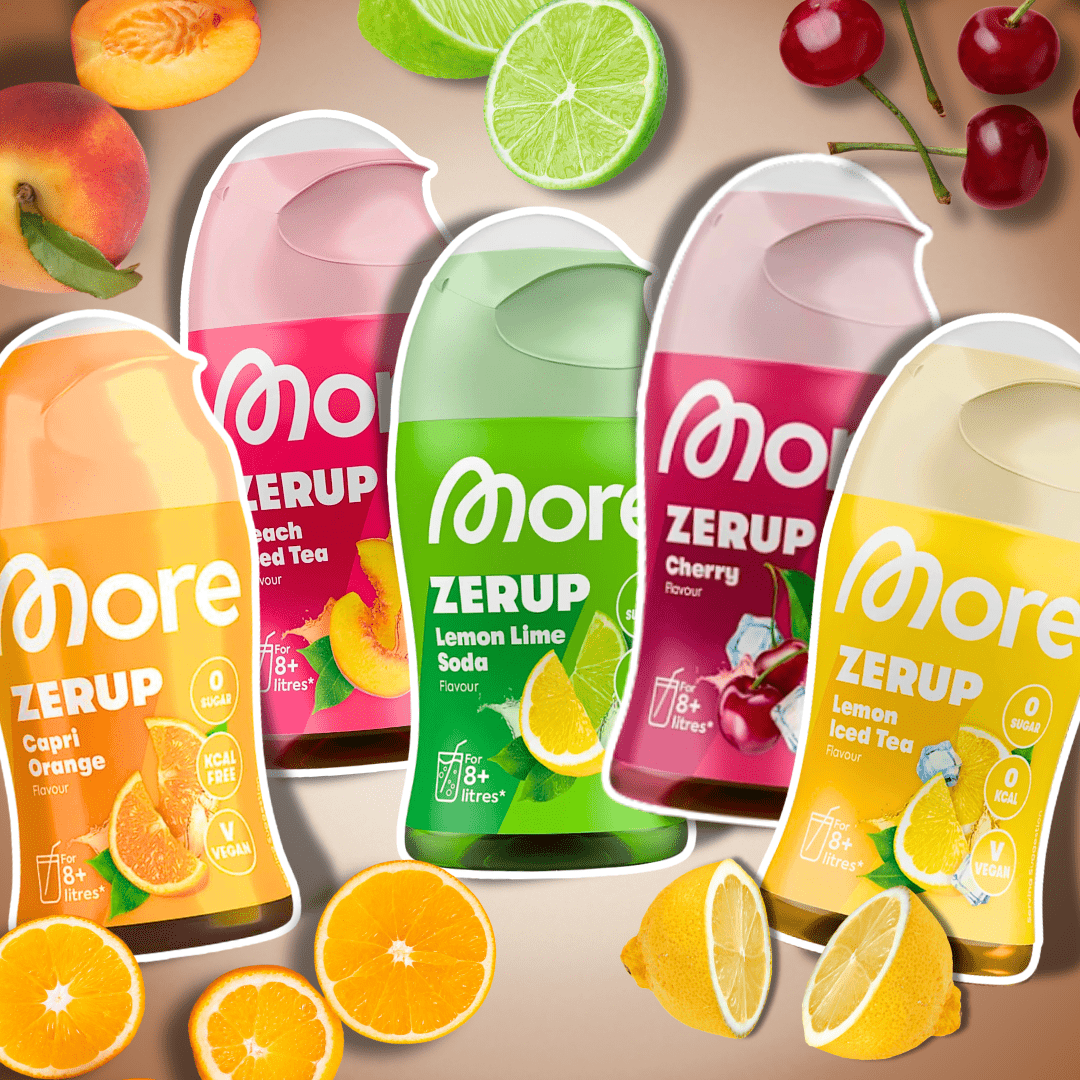 More Zerup 0 Syrup - 5 Flavors, Sugar-free Beverage Syrup With Juice Concentrate | 5 × 65 Ml