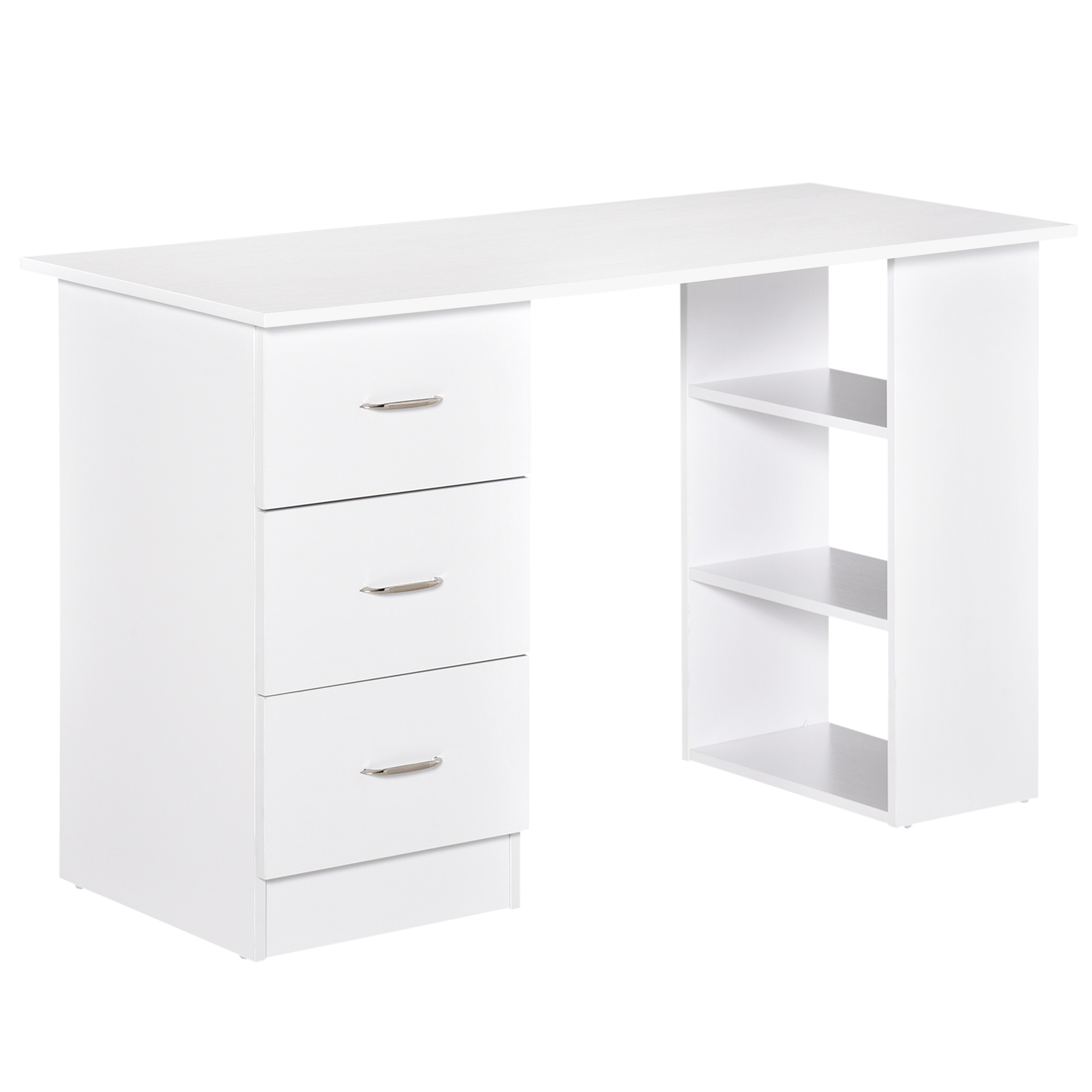 TEMU HOMCOM Computer-Schreibtisch, multifunktional, 3 Schubladen, 2 Regale, 47,24 x 19,29 x 28,35 Zoll (120 x 49 x 72 cm), MDF, weiß