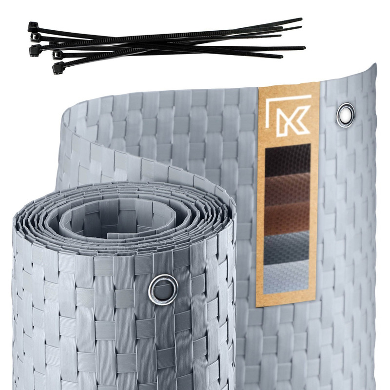 Image of Balcony Screen Technorattan 0.9x7m Light Gray Premium Balcony Terrace Mat
