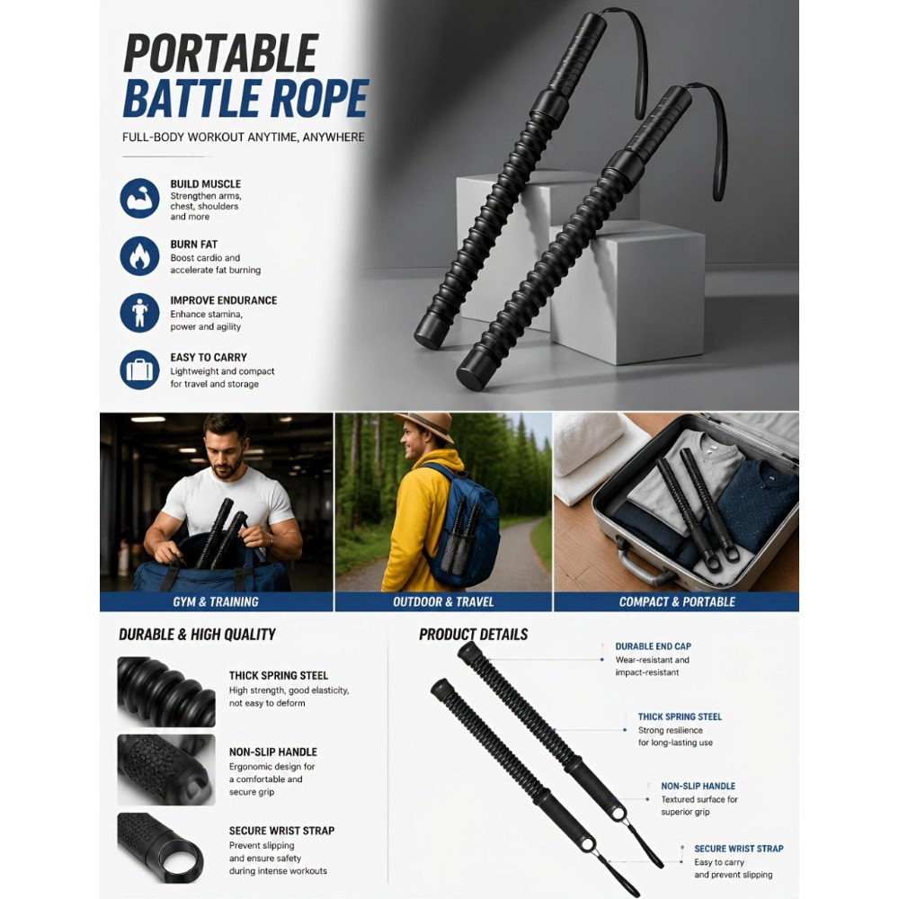 Cordless Battle Rope for Full Body Strength Training