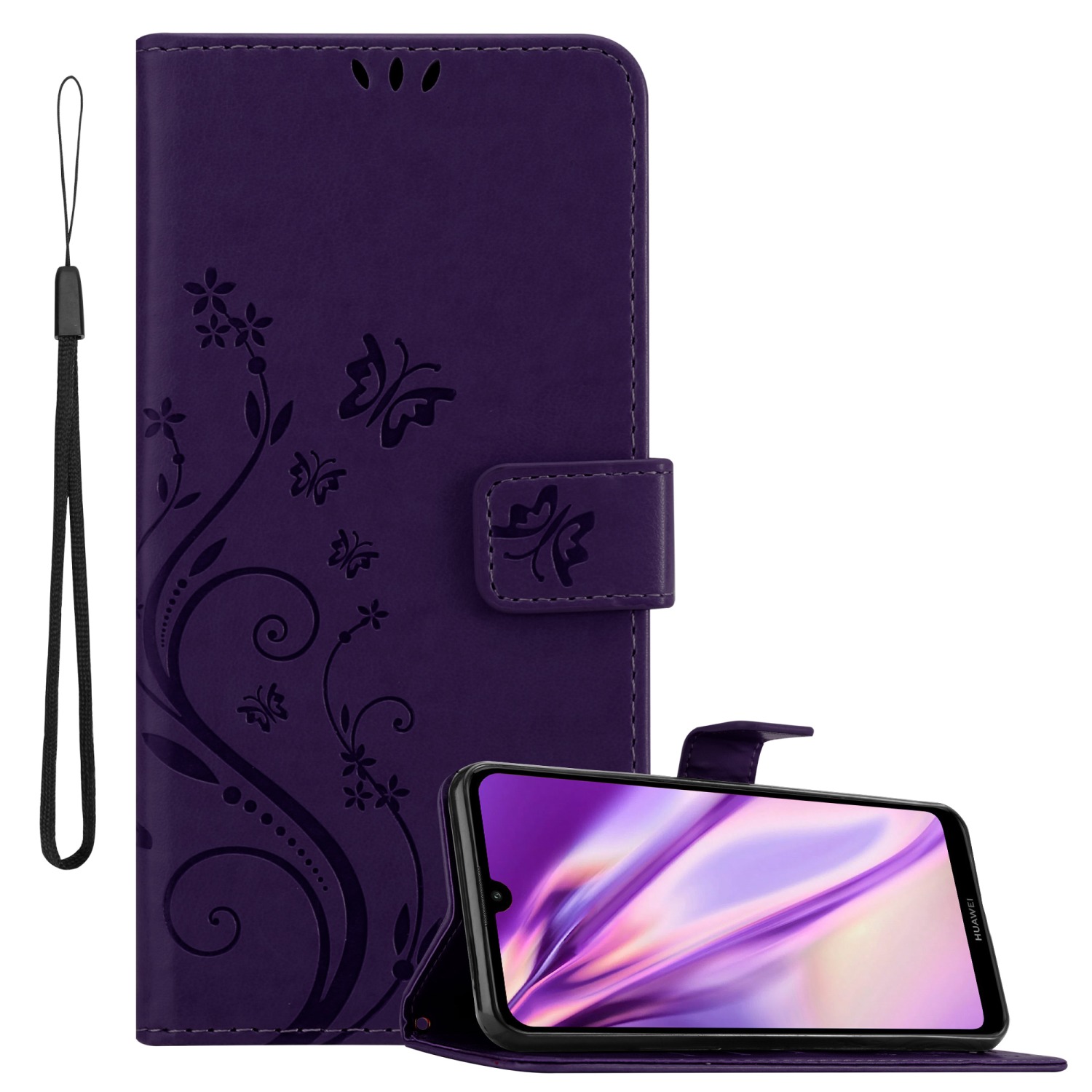 Image of Case Compatible For 2019 / Y7 Prime 2019 Protective Cover In With Magnetic Closure, Stand Function And Card Slots Flip Case Flower Cover Case Phone Flip Case Book Bag
