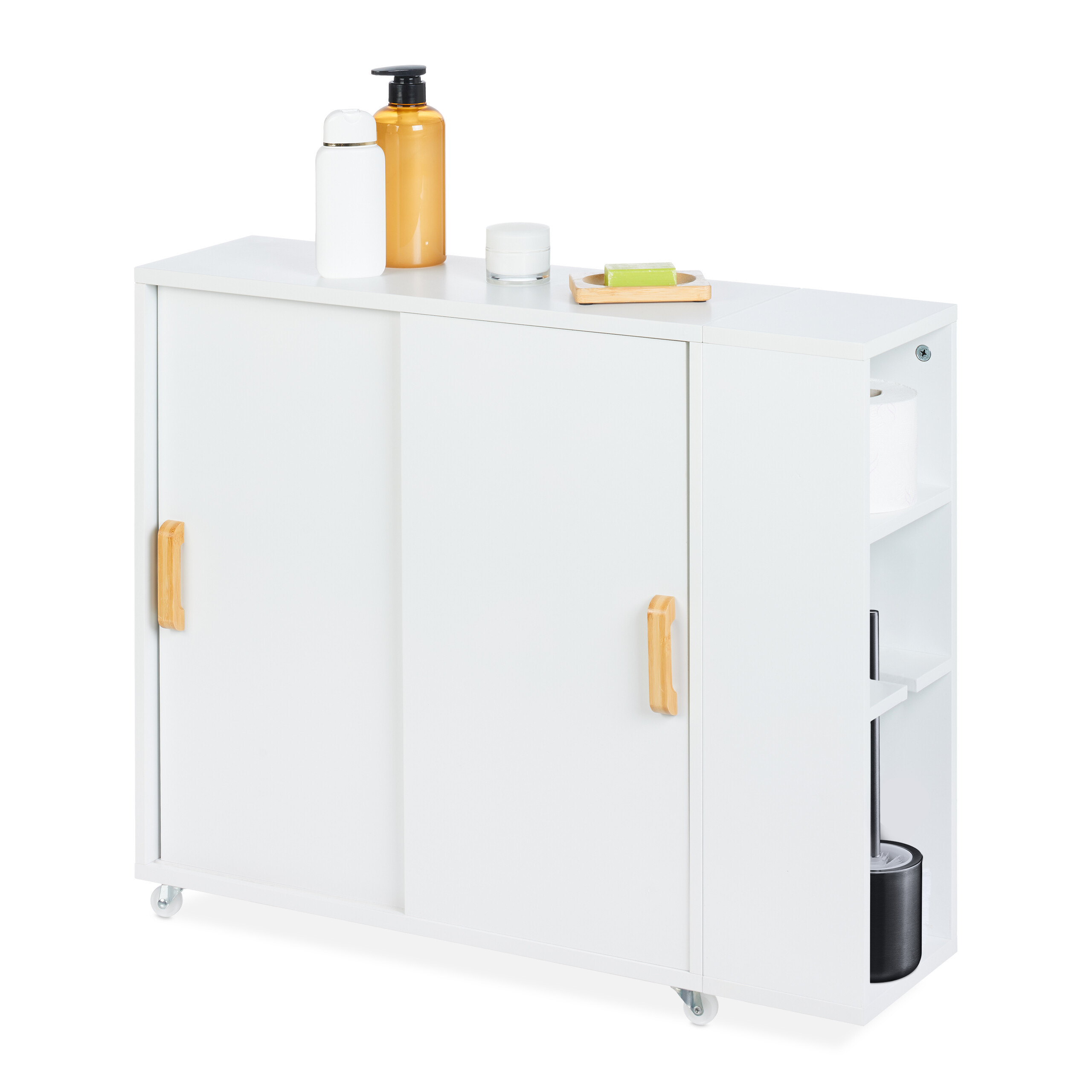 Niche Cabinet In White/ Natural - (w)19.5 X (h)62 X (d)64 Cm