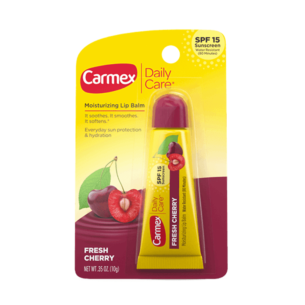 TEMU Carmex Cherry Lip Balm 10g, Moisturizing With Spf 15, Waterproof, Uv Protection, Daily Use, Convenient Tube