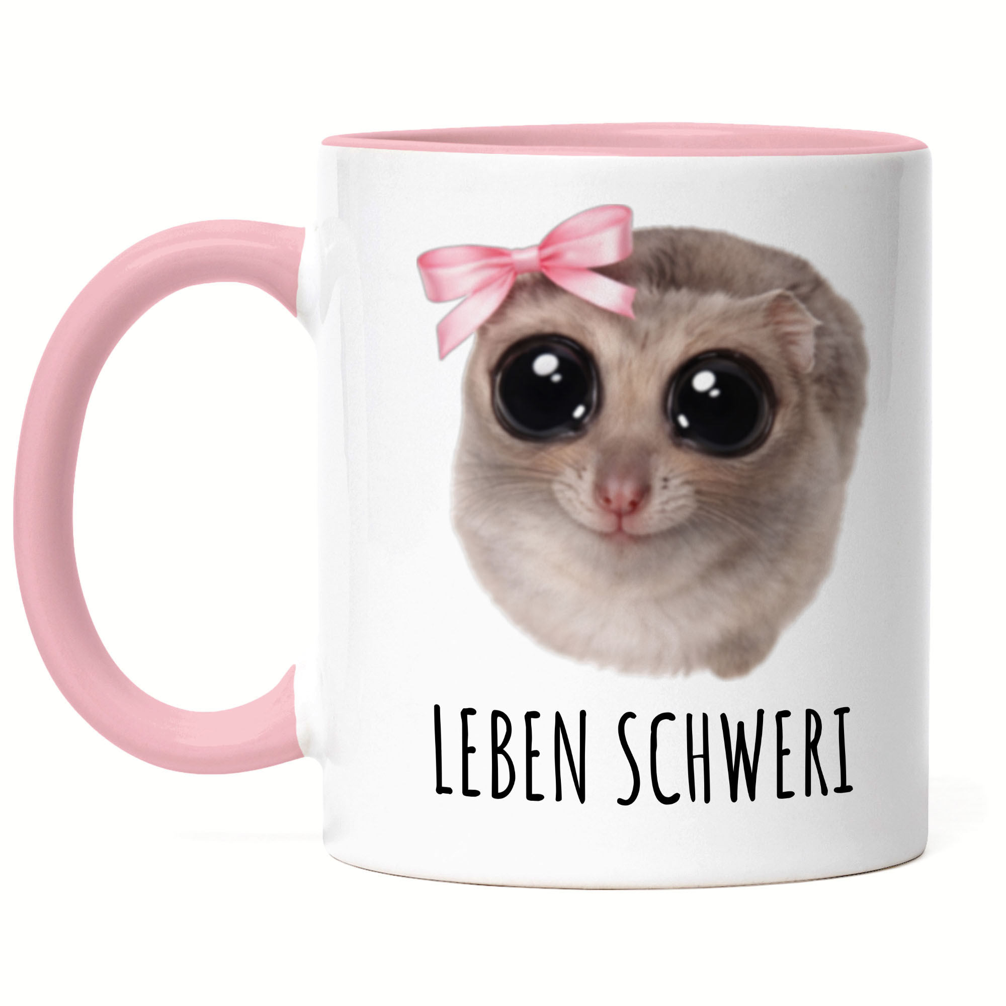 Hard Mug - Pink Funny Hamster Girl Meme With Bow, Gift Idea For , Humor - Coffee Mug, Coffee Cup