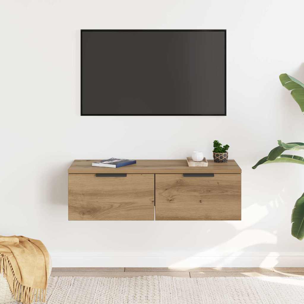 Image of Vidaxl Wall Cabinet - Oak 68x30x20 Cm Wood Material, Hanging Cabinet, Wall Shelf, Floating Cabinet, Tv Wall Cabinet, Floating Shelf, Living Room Cabinet