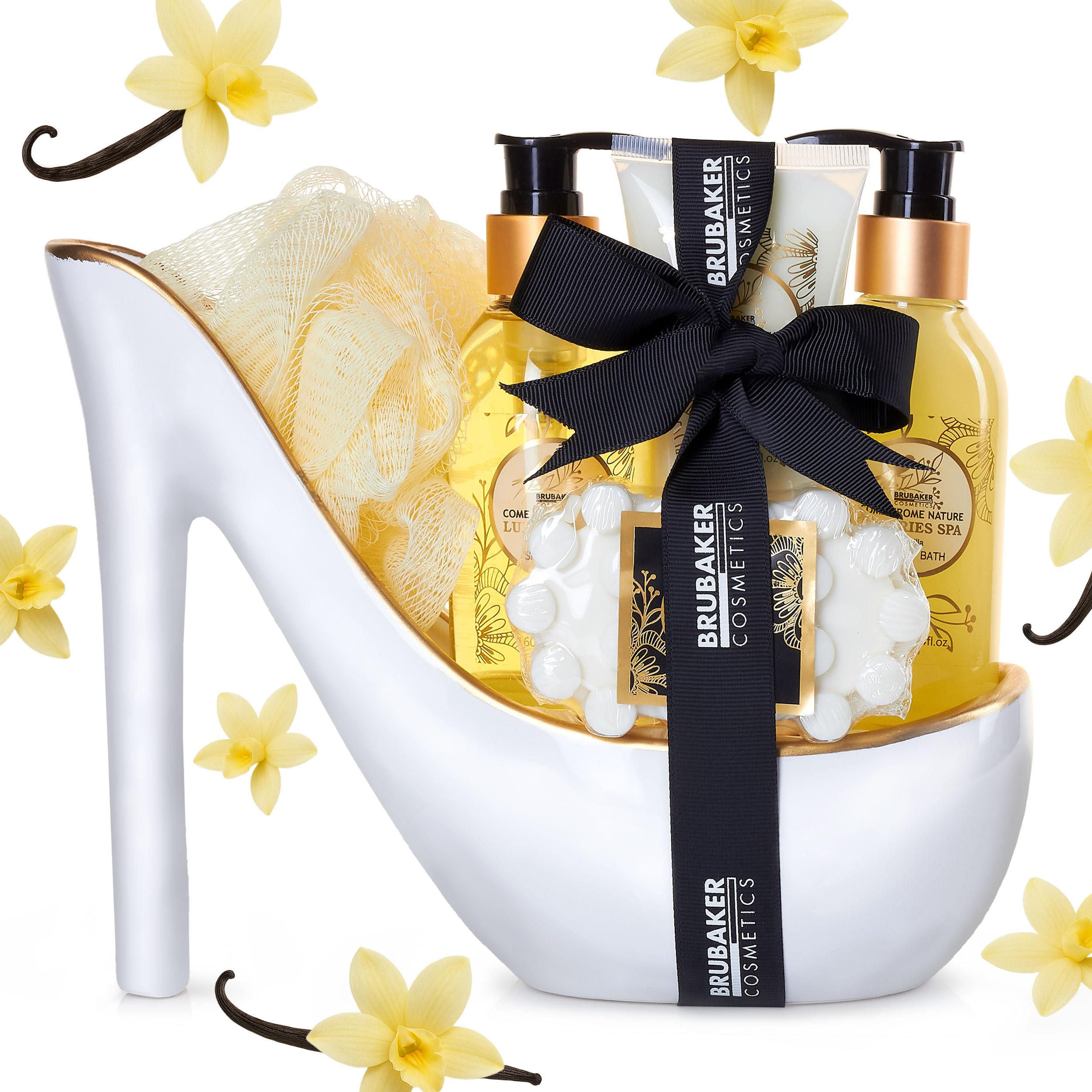 Image of Brubaker Cosmetics Luxury Beauty Set - 6pcs Bath And Shower Set - Gift Set Stiletto White Gold
