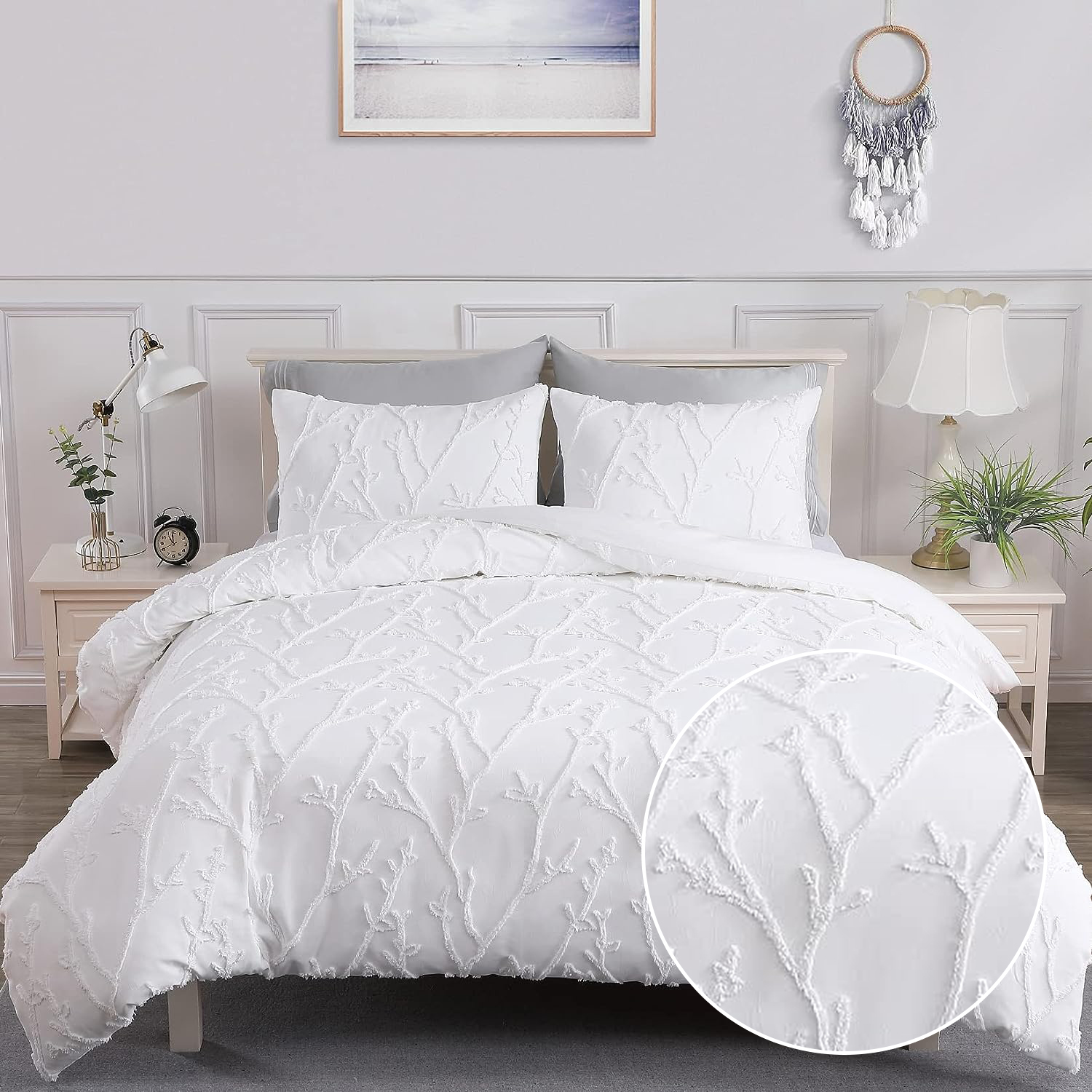 

Bedding Set Quilted Flower Branch Bedding Sets Embroidery Bedding Microfiber Soft Duvet Cover 1 Duvet Cover With Zipper And Pillowcase 80x80cm