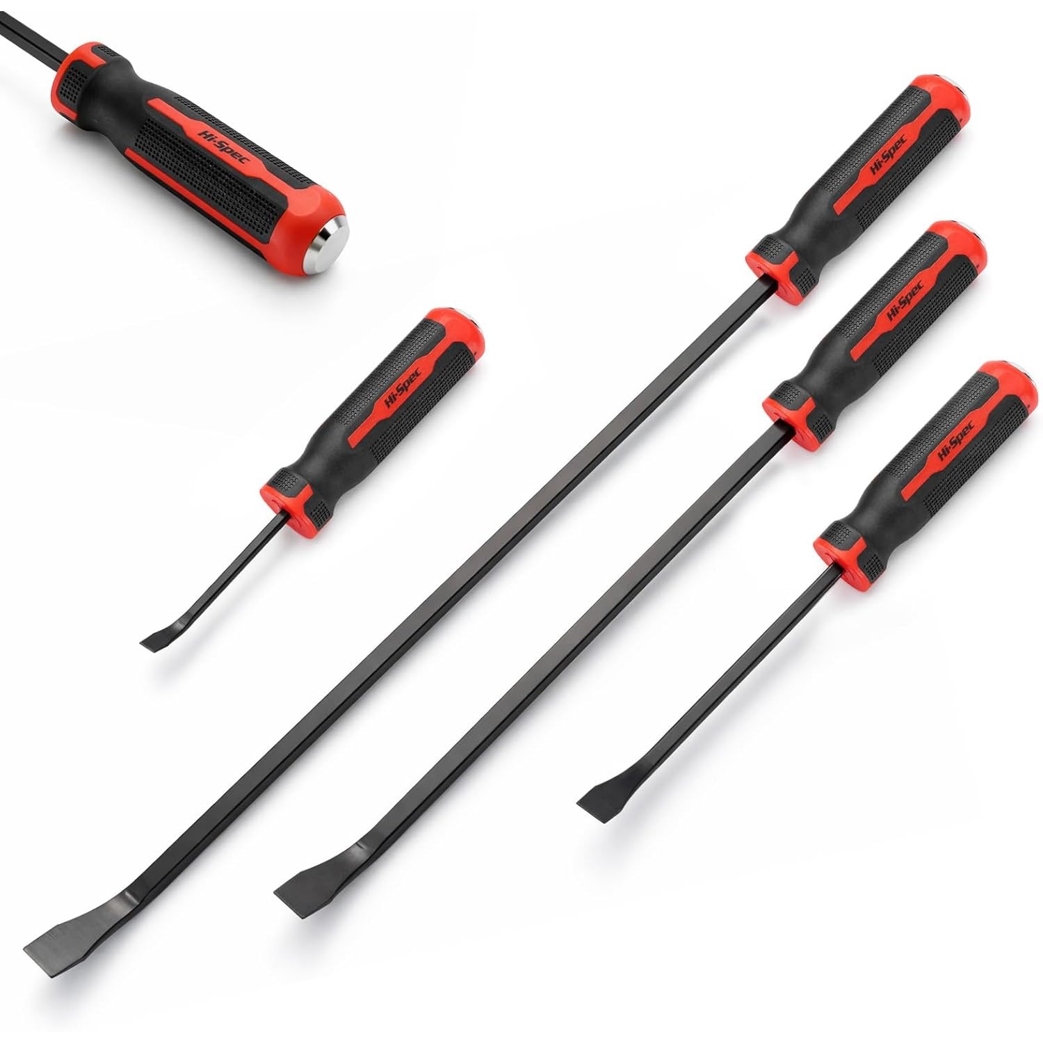 4pc Pry Bar Set with Heavy Duty Angled Crowbars