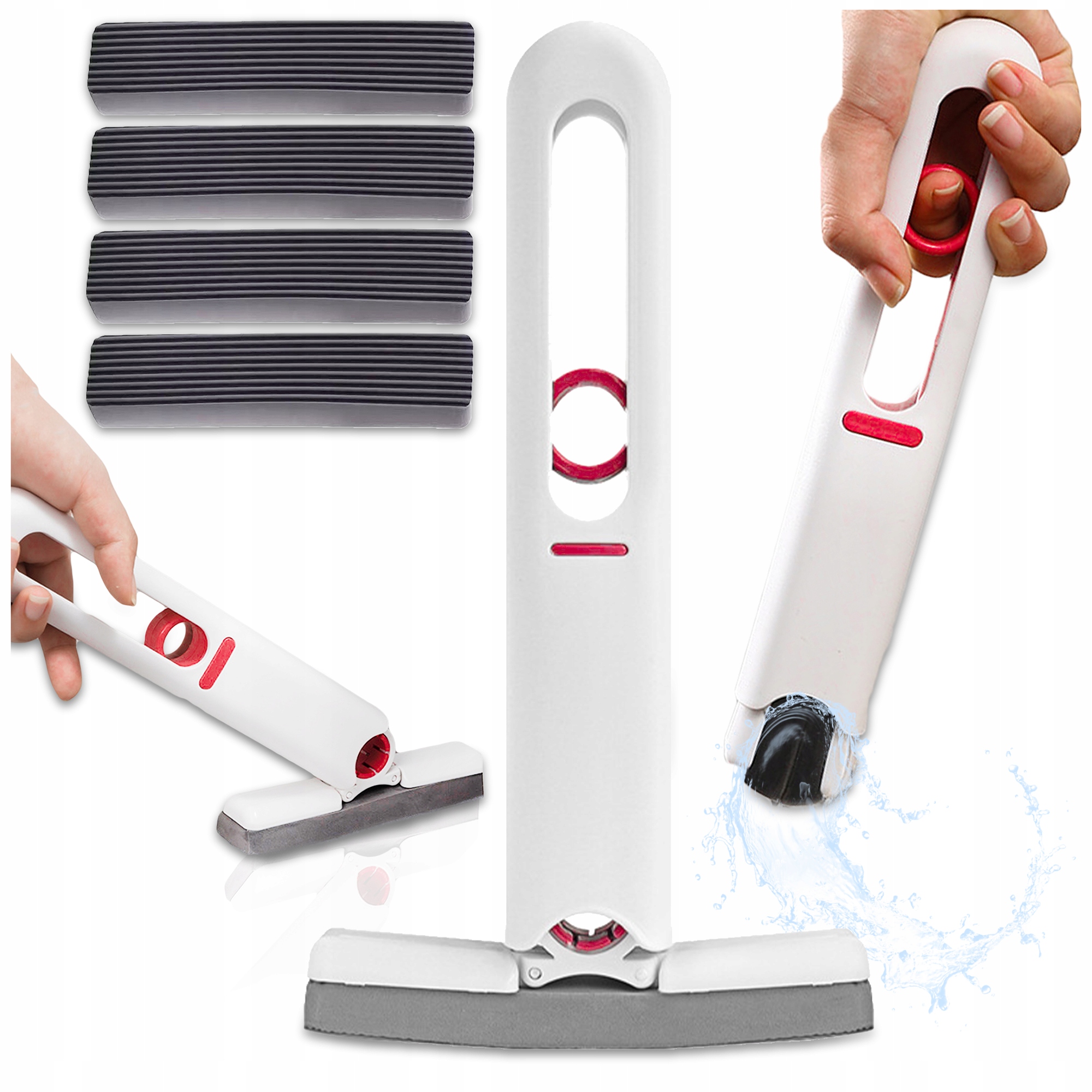 TEMU MOP PORTATILE PER PULIZIA FINESTRE MINI PIATTO CON RASCHIETTO PIEGHEVOLE +4 SPONGE