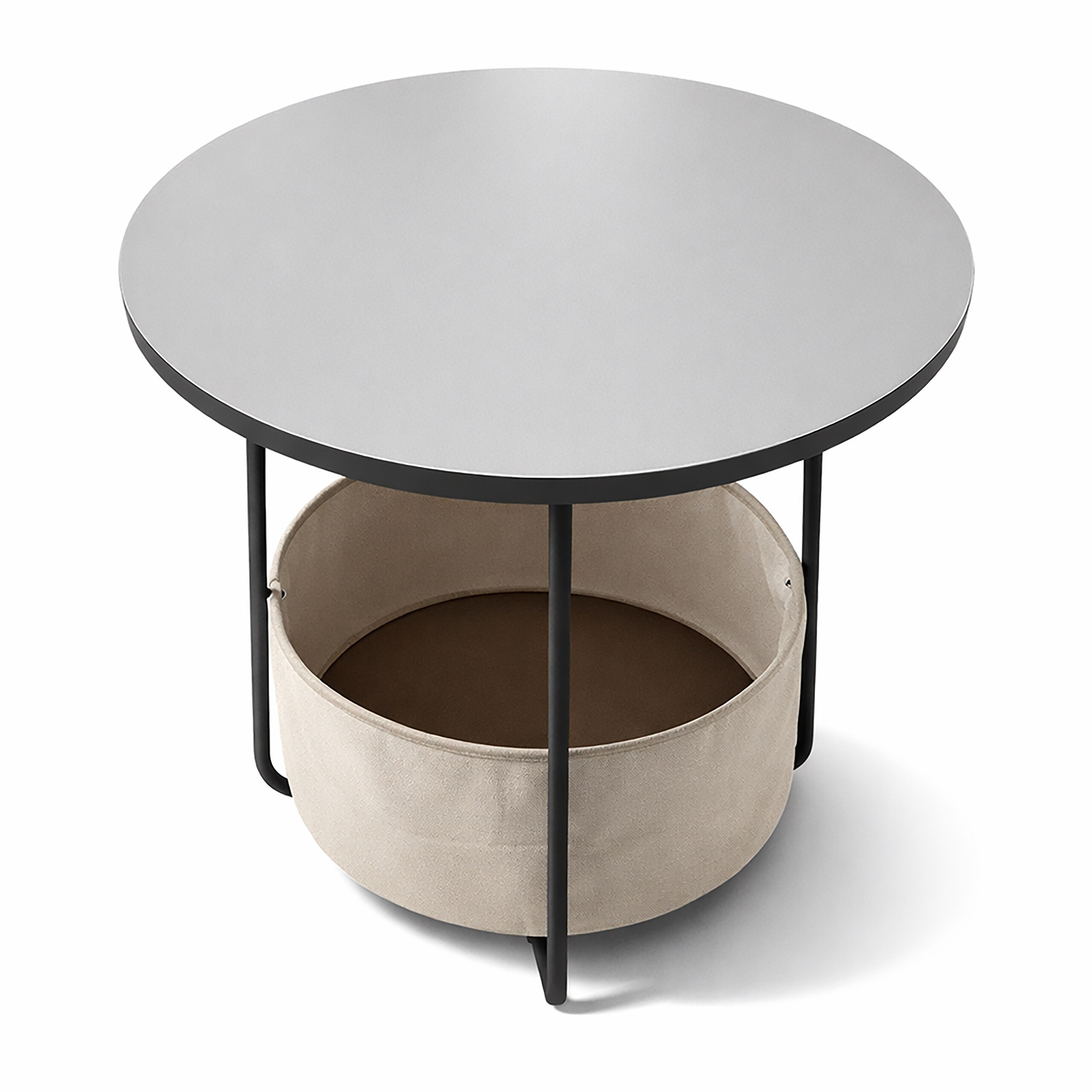 Side Table In Grey/cream White - (h)50 X Ø