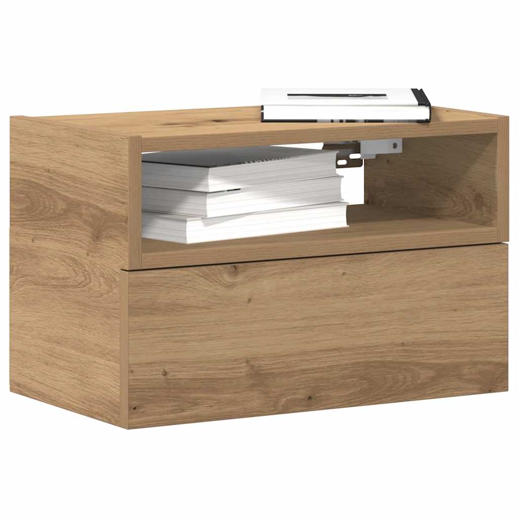 Image of Vidaxl Wall Nightstand - Oak 45x26x28.5 Cm, Floating Nightstand, Nightstand, Night Cabinet, Wall Night Cabinet, Wall Cabinet