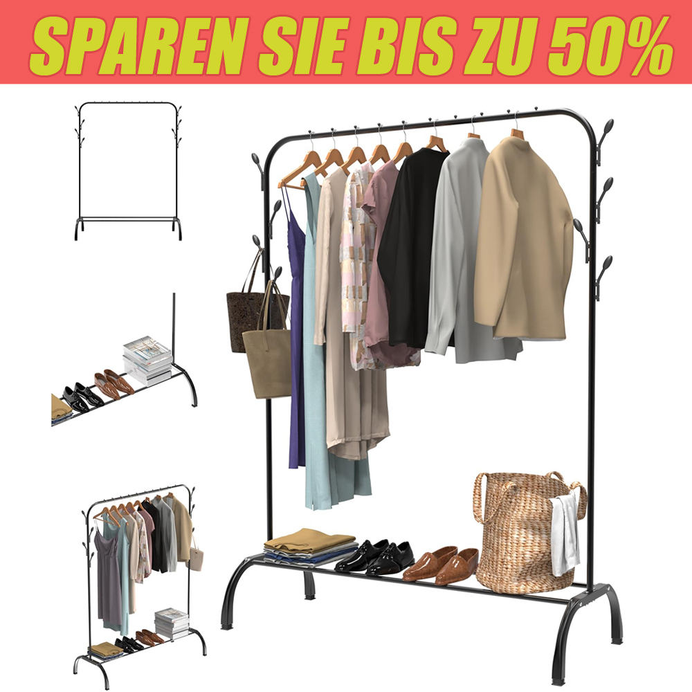 Clothes Rack, 110*40*150 Cm Large Space Garment Rack, Stable Clothes Stand, Clothes Rack, Freestanding Garment Rack For Bedroom, Black
