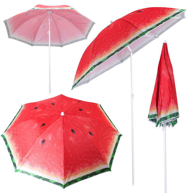 TEMU Adjustable Foldable 150cm Watermelon Uv Beach Garden Umbrella