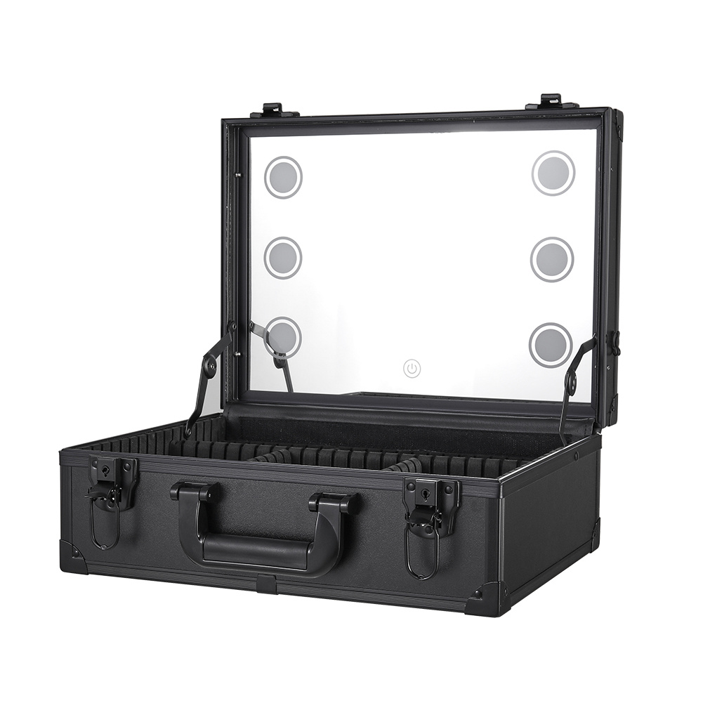 Portable Makeup Case with Mirror, Large Capacity Travel Cosmetic Organizer
