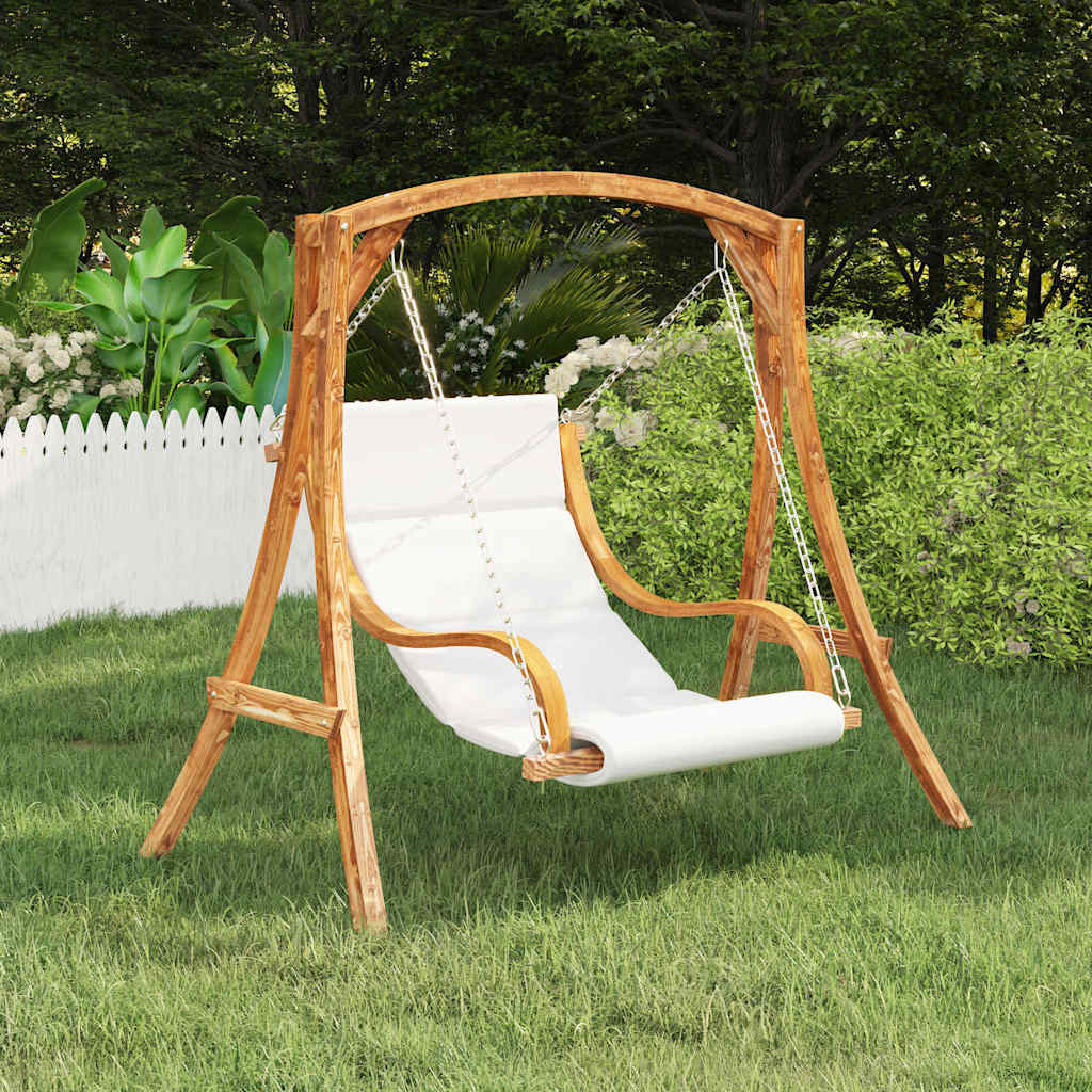 Solid Hanging Chair With Cushion Swing In /cream
