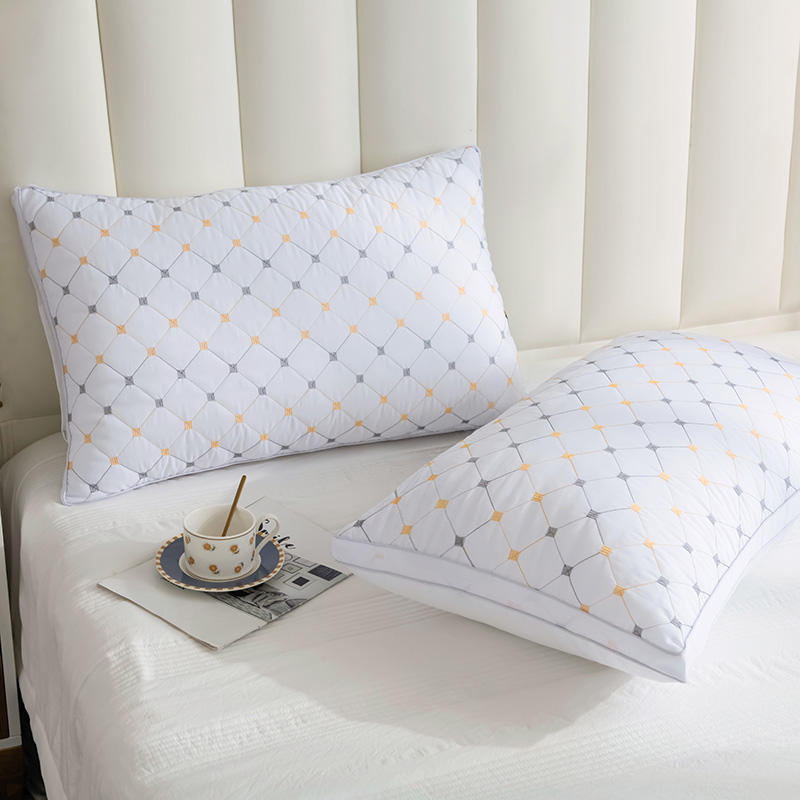 2-Pack Hotel Quality White Double-Border Pillow Insert (74x48cm) | 1000g Premium Polyester Fill for Luxurious Bed Decor, Starry Embroidered Pattern, Zips Closure, Comfortable & Breathable Home Sleep Pillows for Side/Back/Stomach Sleeper, 74*48cm