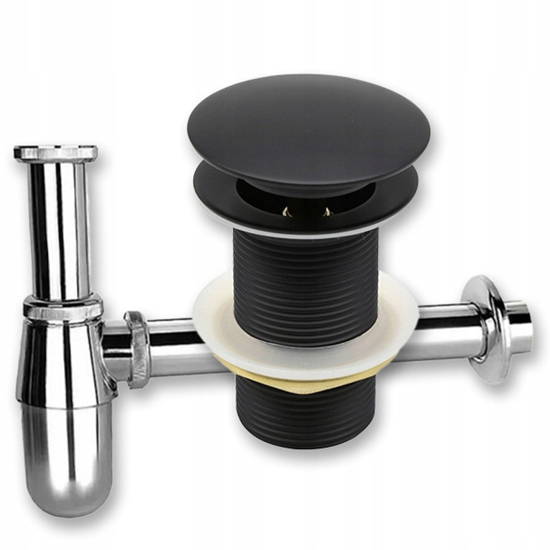 Image of Set: Click- Plug Without Overflow Black + Sink Syphon For Sink
