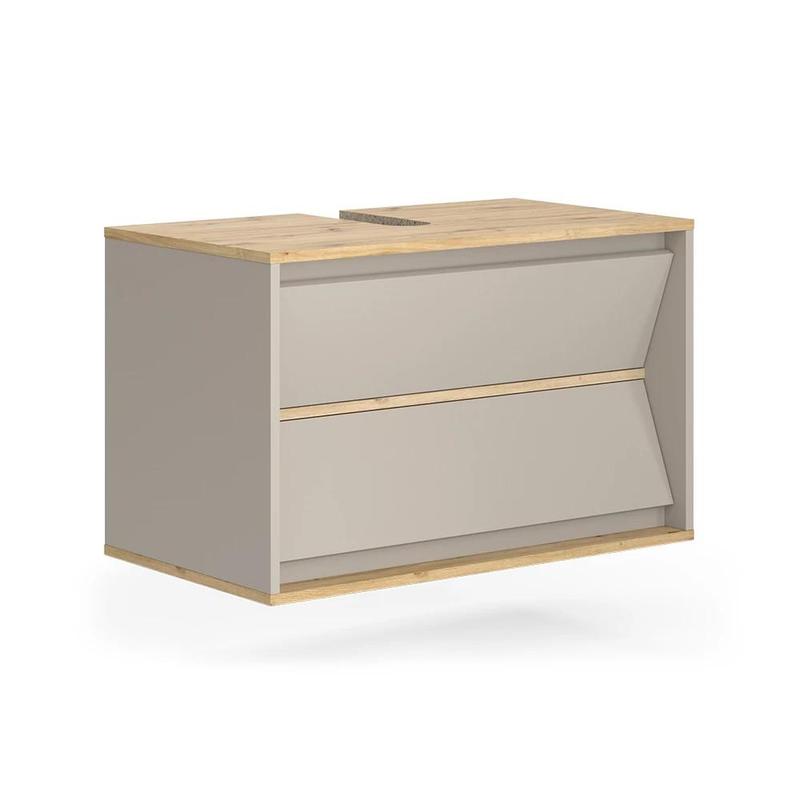 Image of Cashmere 80 X 50 Cm Bathroom Sink Cabinet With 2 Drawers, For The Bathroom Sink Cabinet With Drawers, Bathroom Furniture For Sink, The Bathroom Cabinet Made Of 16 Mm Chipboard.