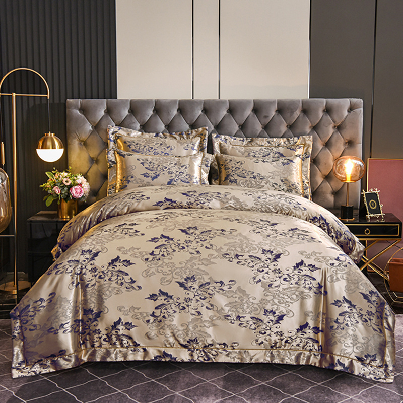 TEMU Satin Bedding Jacquard Embroidery Microfiber Flower Bedding Sets Soft Cozy Duvet Covers And Pillowcases 80x80 With Zipper