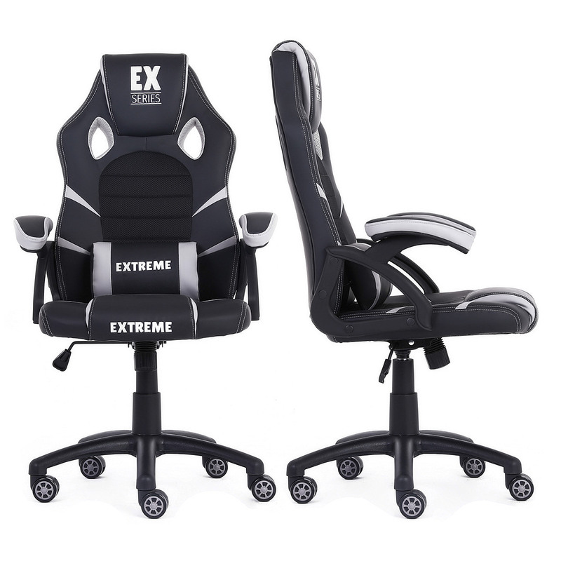 Gaming Chair Ex Gray With Rocking Function And Mesh Fabric