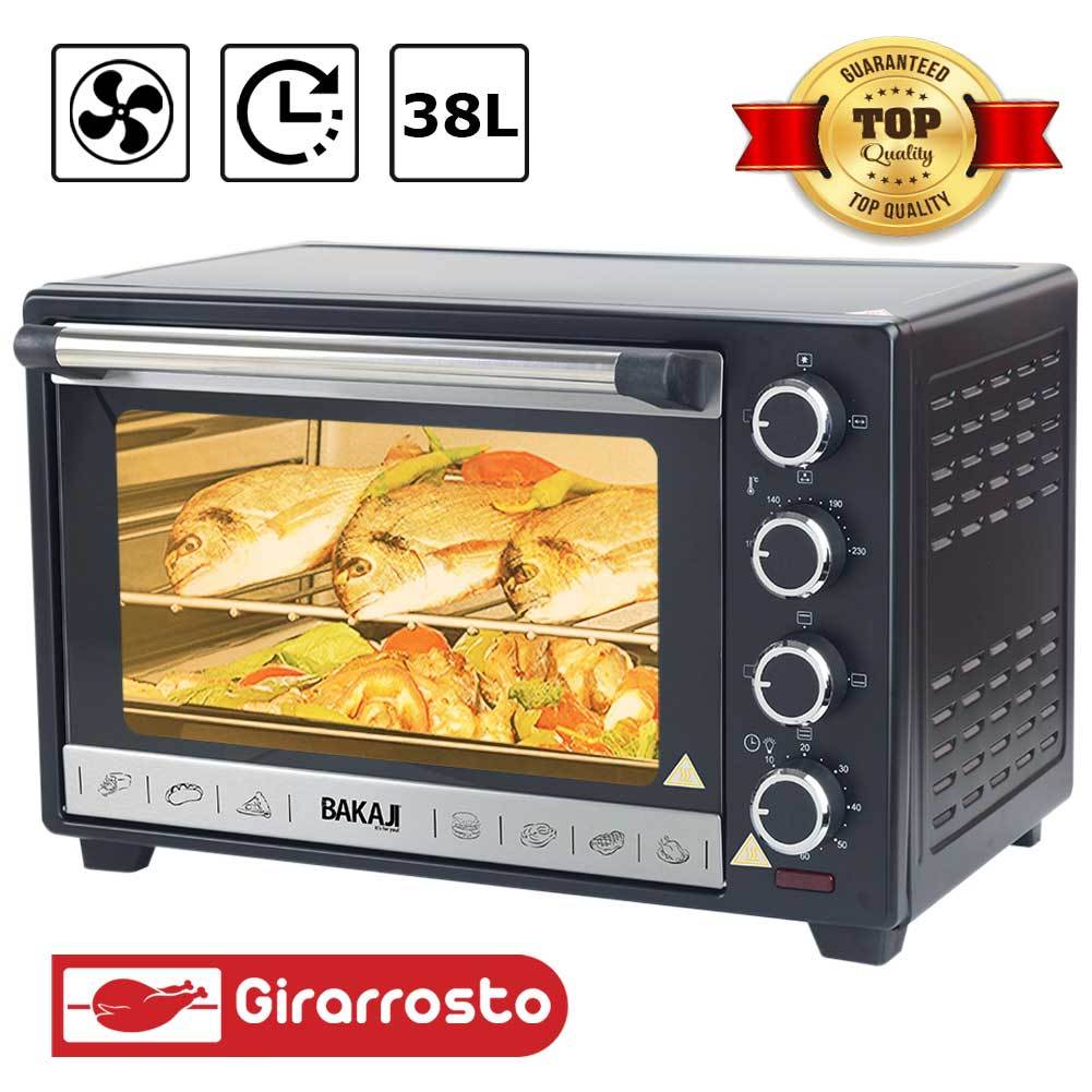 Bakaji Electric Convection Oven, 38l Capacity, 1600w Power, Adjustable Temperature Up To 230°, 4 Functions, Stainless Steel Heating Elements, , Timer Function With Rotisserie