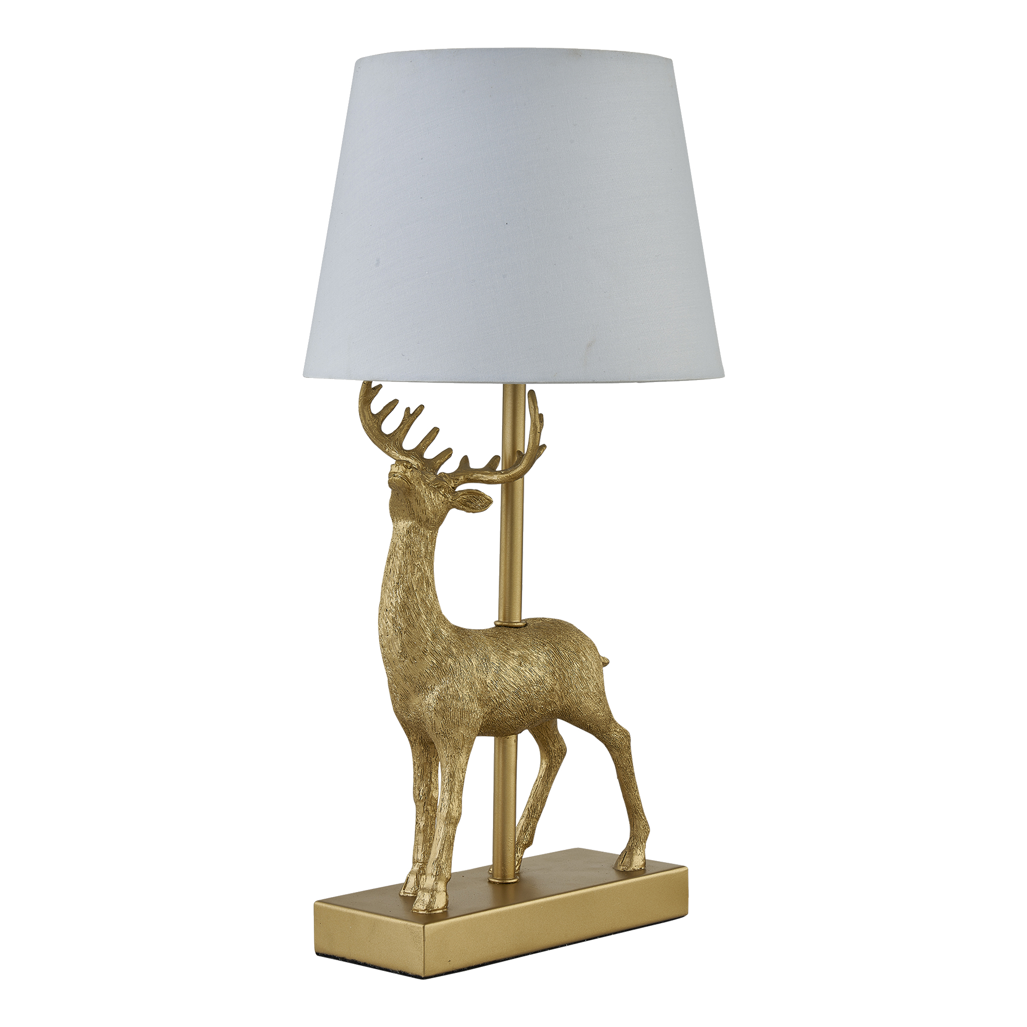 First Choice Lighting Grace - Gold Stag Table Lamp with White Shade