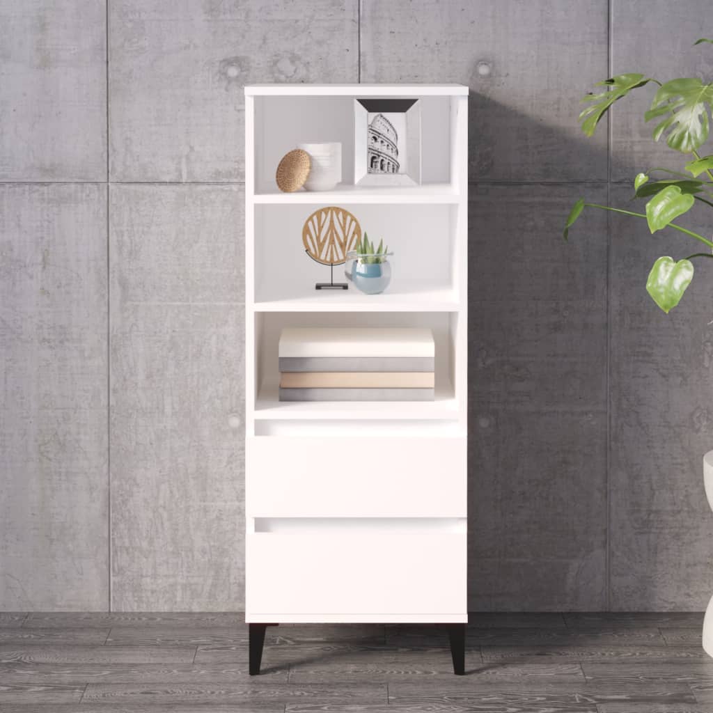 Image of Vidaxl Sideboard Cabinet Dresser Side Cabinet Multipurpose Cabinet Tall Cabinet Freestanding Cabinet White 40x36x110cm Wood Material