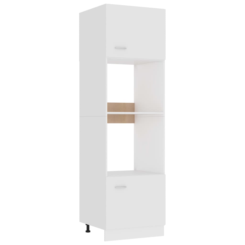 Image of Vidaxl "" White Microwave Conversion Cabinet 60x57x207 Cm, Wood Material, Kitchen Cabinet, Kitchen Wall Cabinet, Kitchen Furniture, Kitchen Unit For Oven And Microwave