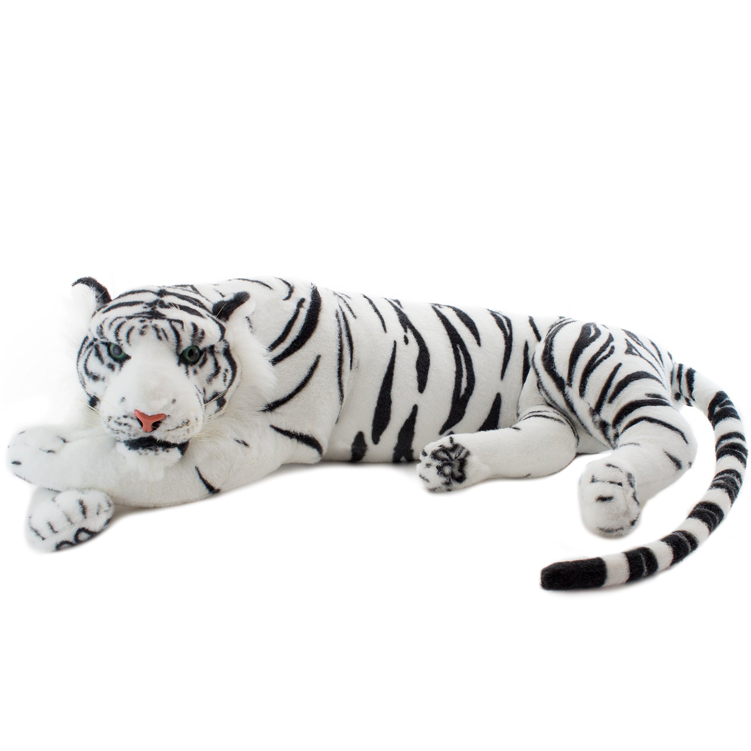 Brubaker Tiger White 60 Cm - Lying Lifelike Plush Toy -