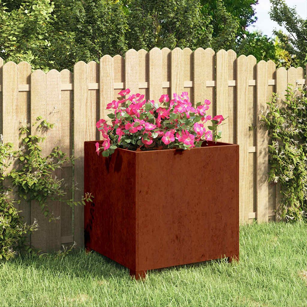 Image of Vidaxl Plant Pot With Legs, Diy Flower Pot, Raised Garden Bed For Balcony And Terrace, Planter Box, Flower Box, Gray Corten Steel