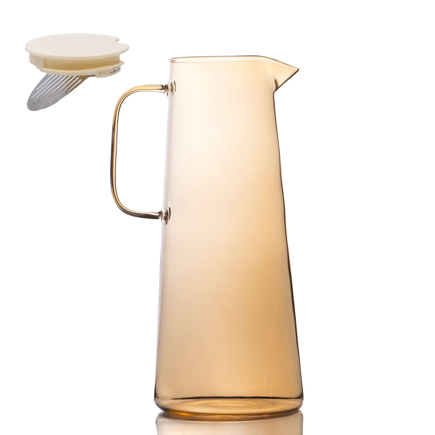 Image of Carafe Jug Made Of Glass - Glass Water Jug With Lid And Sieve For Hot And Cold Drinks, Tea, Juice, Lemonade